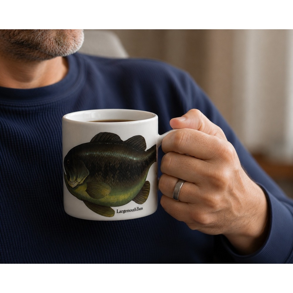Vintage 1990 Salamander Largemouth Bass‎ Fish Tail Handle Coffee Mug with Box